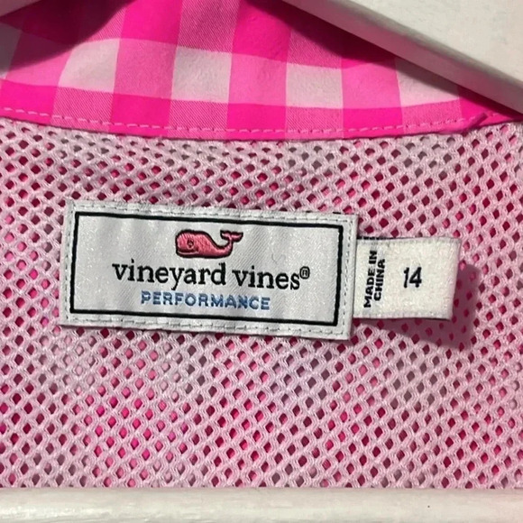 Vineyard Vines Gingham Performance Shirt  Dress Hot Pink - Picture 5 of 13